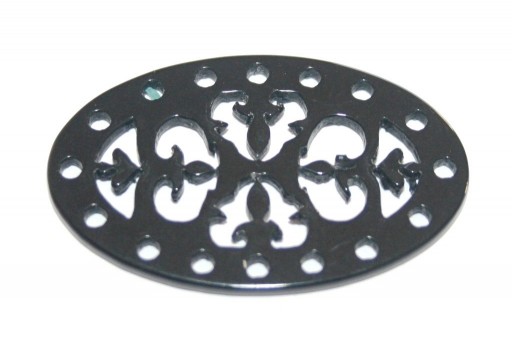 Laser Cut Oval Connector Black 40x25mm - 1pcs