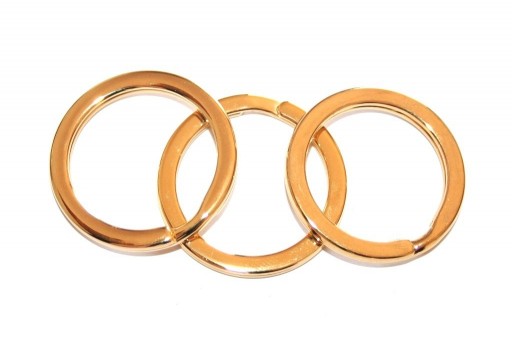 Steel Doble Loops Jump Rings Gold Keyrings - 32mm
