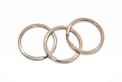 Steel Doble Loops Jump Rings Platinum Keyrings - 30x3mm