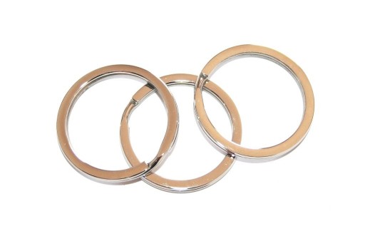 Steel Doble Loops Jump Rings Platinum Keyrings - 30x2,5mm