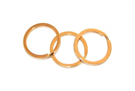 Steel Doble Loops Jump Rings Gold Keyrings - 25x2mm