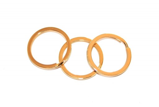 Steel Doble Loops Jump Rings Gold Keyrings - 25x2mm