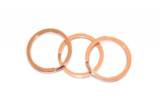 Steel Doble Loops Jump Rings Rose Gold Keyrings - 25x2mm