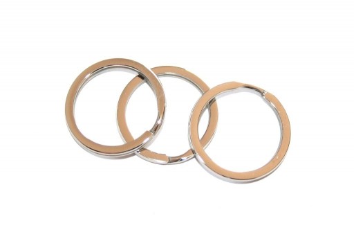 Steel Doble Loops Jump Rings Platinum Keyrings - 25x2mm