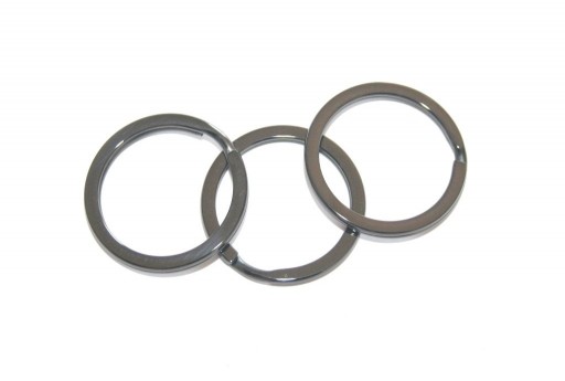 Steel Doble Loops Jump Rings Gunmetal Keyrings - 25x2mm