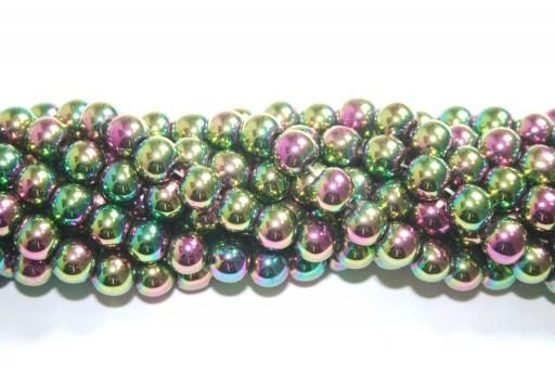 Purple/Green Color Plated Hematite Round Beads 8mm - 48pcs
