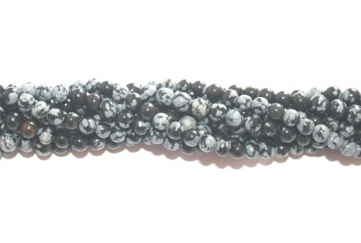 Round Snowflake Obsidian Bead Strand 4mm - 86pcs