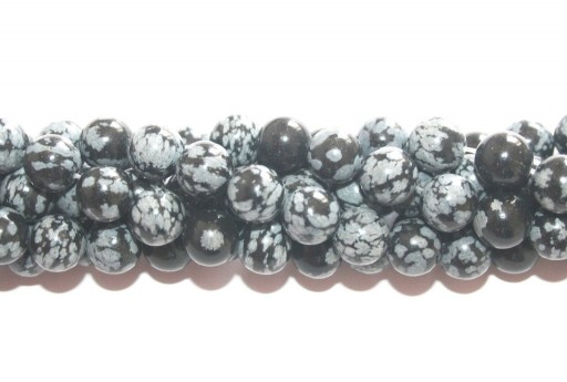 Round Snowflake Obsidian Bead Strand 8mm - 46pcs