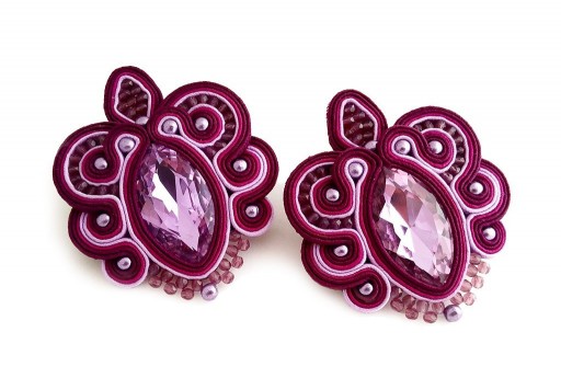 Cabochon tondo in pasta polimerica - Cuore di Soutache