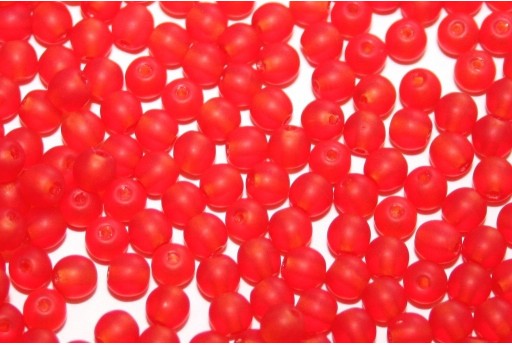 Tondi Vetro di Boemia Matte Light Siam Ruby 4mm - 100pz