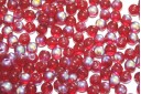 Czech Round Beads Ruby AB 4mm - 100pcs