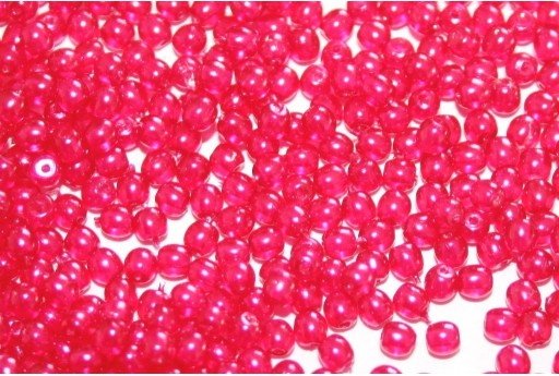 Czech Round Beads Transparent Pearl Hot Pink 3mm - 100pcs