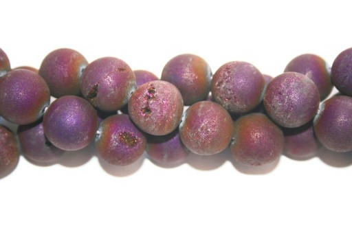 Druzy Agate Plated Purple Smooth Round 14mm - 28pcs