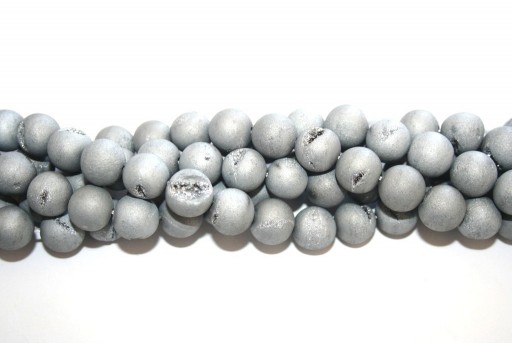 Agata Druzy Plated Frosted Grigio - Sfera 12mm - 30pz