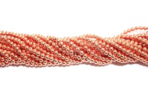 Rose Gold Color Plated Hematite Round Beads 3mm - 140pcs