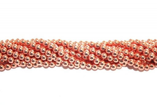 Rose Gold Color Plated Hematite Round Beads 4mm - 98pcs