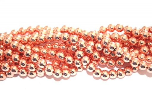 Rose Gold Color Plated Hematite Round Beads 6mm - 68pcs