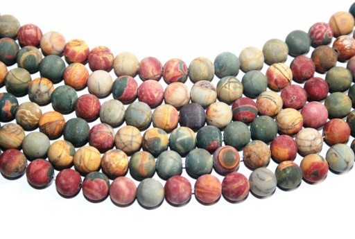 Jasper Picasso Frosted Round Beads 8mm - 48pz