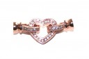 Cubic Zirconia Micro Pave Brass Clasps Rose Gold Heart 30x13mm