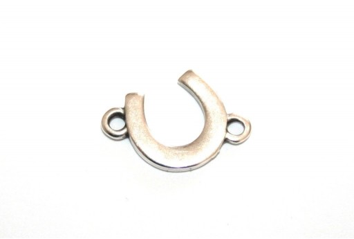 Metal Motif Horseshoe Link - Silver 17x12mm - 2pcs