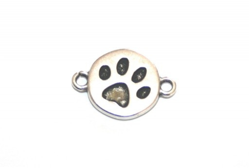 Metal Motif Paw Stamp Link - Silver 17x12mm - 2pcs