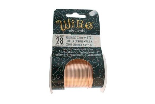 Lacquered Tarnish Resistant Wire Rose Gold 28ga - 40yd