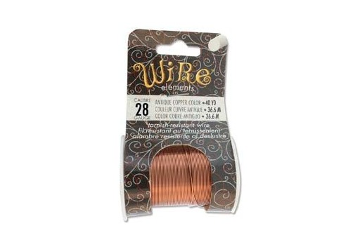 Lacquered Tarnish Resistant Wire Antique Copper 28ga - 40yd