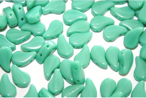 Czech Glass Beads Paisley Duo Opaque Turquoise Green 8x5mm - 10gr