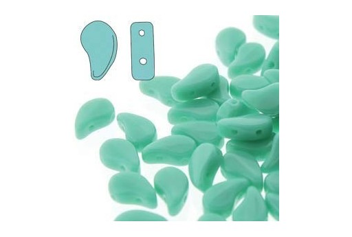 Czech Glass Beads Paisley Duo Opaque Turquoise Green 8x5mm - 10gr 2