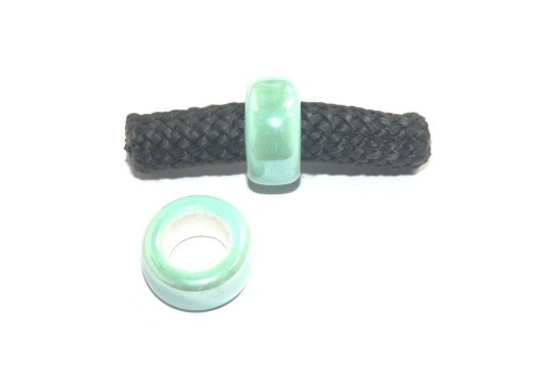 Climbing Ceramic Slider Bead Medium Green 9x20mm - 2pcs