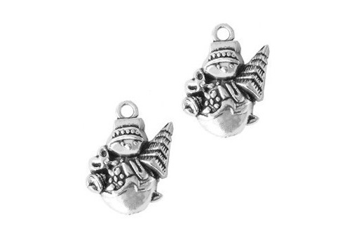 Silver Plated Charm Christmas Snowman 20x14mm - 4pcs