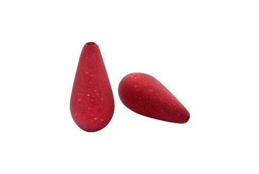 Drop Shaped Matt Polaris Beads - Glitter Red 10x20mm - 2pcs