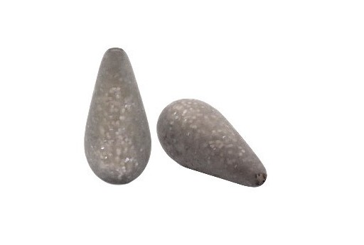 Drop Shaped Matt Polaris Beads - Glitter Grey 10x20mm - 2pcs