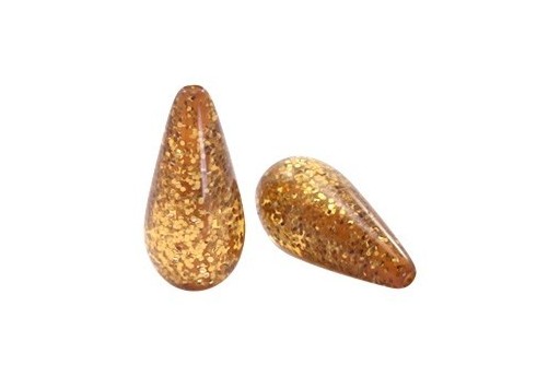 Drop Shaped Polaris Beads - Glitter Brown 10x20mm - 2pcs