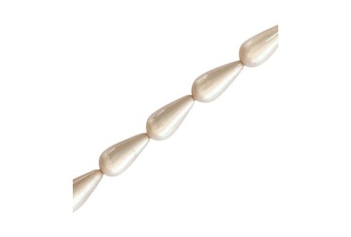 Drop Shaped Polaris Pearl Beads - Beige 10x20mm - 2pcs