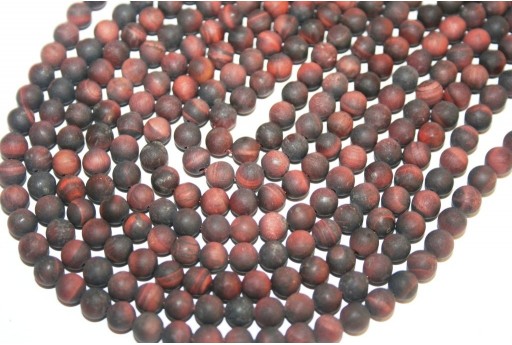 Red Tiger Eye Frosted Round Beads 6mm - 64pcs