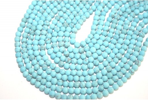 Blue Turquoise Frosted Round Beads 4mm - 98pcs