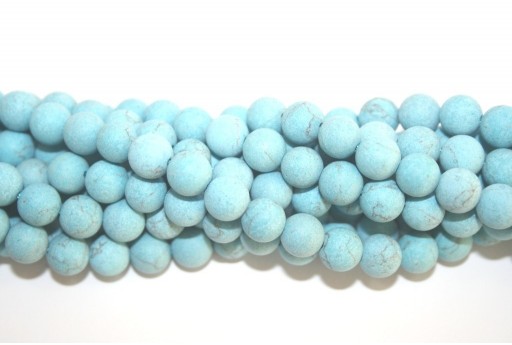 Blue Turquoise Frosted Round Beads 8mm - 48pcs