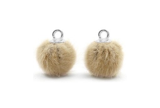 PomPon Fur Whit Ring Beige 12mm - 2pcs