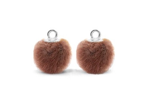 PomPon Fur Whit Ring Brown 12mm - 2pcs