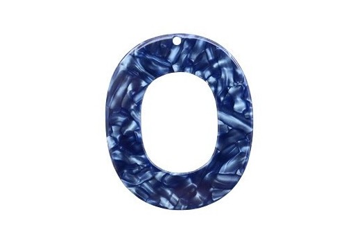 Componente in Plexiglass Blue Madreperlato - Ovale 48X40mm - 1pz