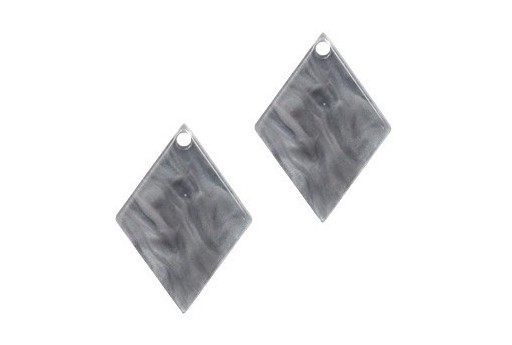 Plexiglass Grey Cracked - Rhombus 20x14mm - 2pcs