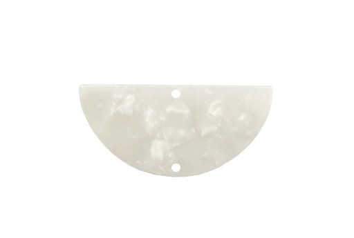 Componente in Plexiglass Bianco Madreperlato - Semicerchio 35x17mm - 2pz