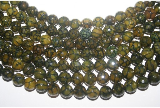 Filo 38 Pietre Agata Cracked Verde Sfera Sfaccettata 10mm