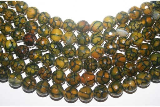 Filo 32 Pietre Agata Cracked Verde Sfera Sfaccettata 12mm AGCR12