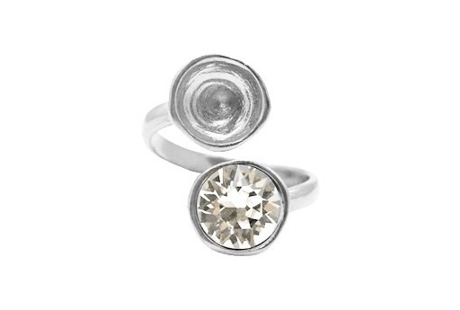 Adjustable Silver Plated Ring Setting for 2 1088 SS39 - 1pcs