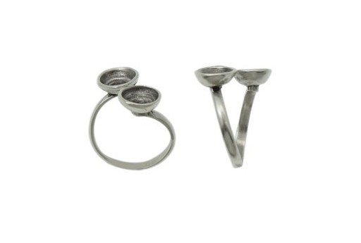 Adjustable Silver Plated Ring Setting for 2 1088 SS39 - 1pcs 2