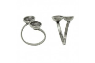 Adjustable Silver Plated Ring Setting for 2 1088 SS39 - 1pcs