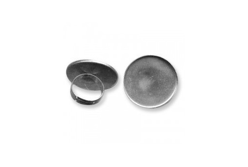 Adjustable Brass Ring Round Setting - Platinum 30mm - 1pcs