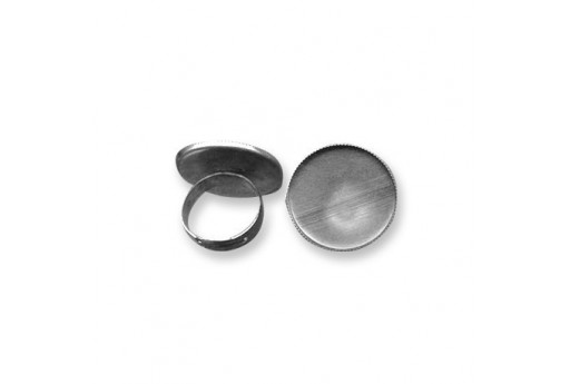 Adjustable Brass Ring Round Setting - Platinum 25mm - 1pcs